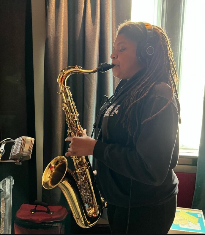Debrissa recording tenor saxophone